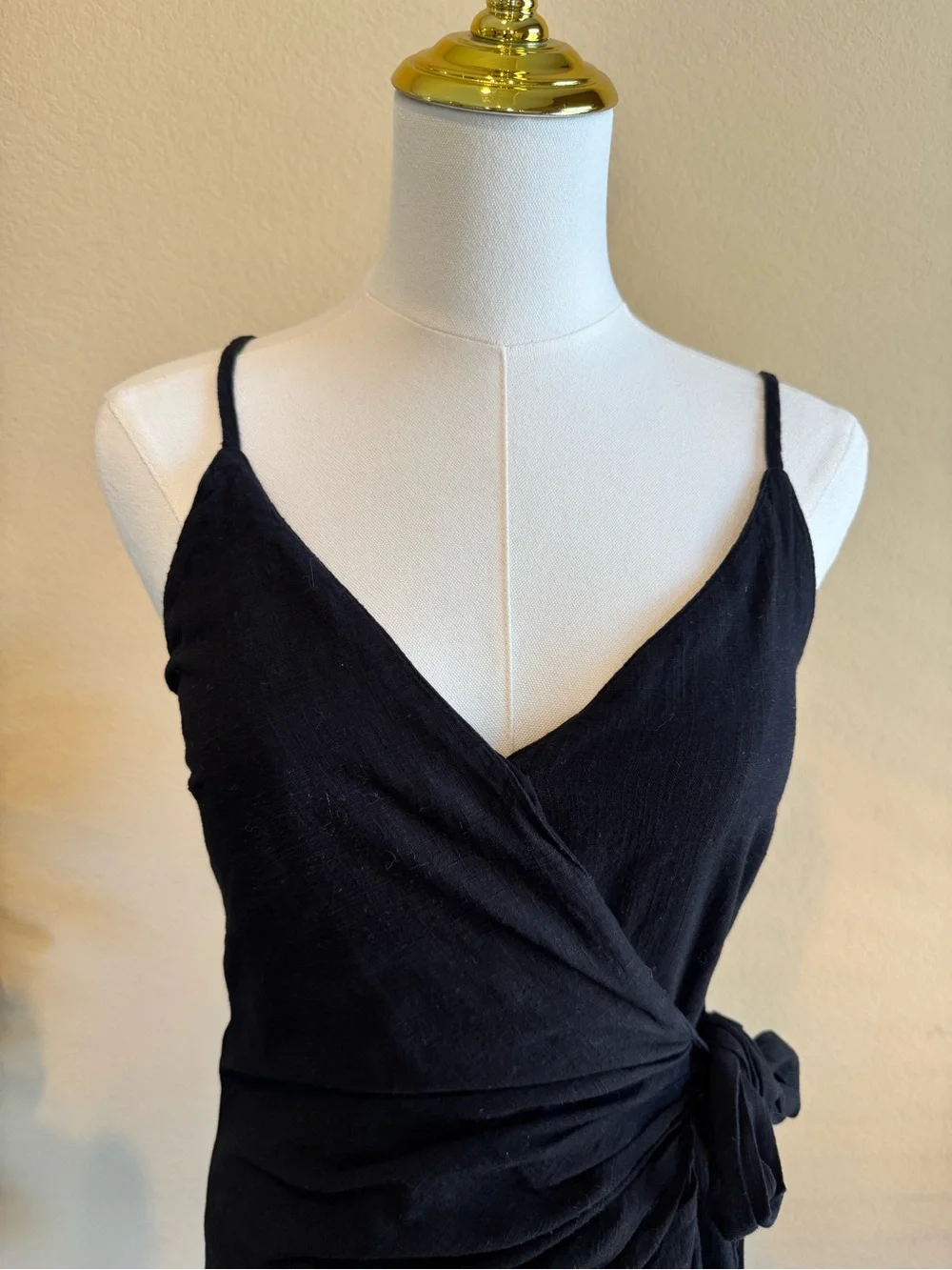 Free People Black Wrap Mini Dress Women’s 0 Cotton V-Neck Sleeveless